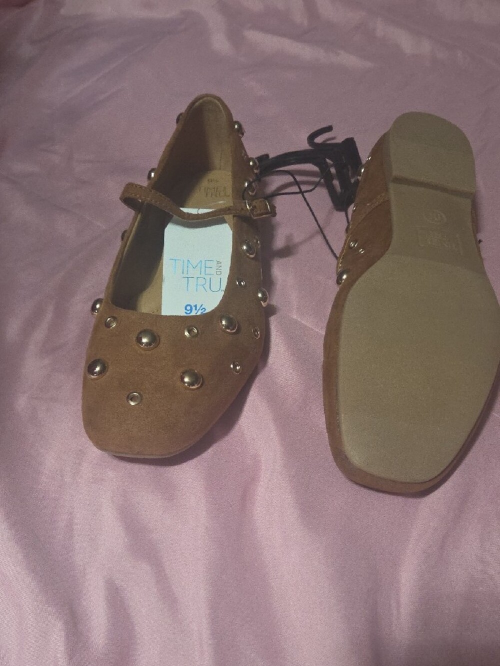 Time and Tru Tan Studded Flats - Picture 3 of 3